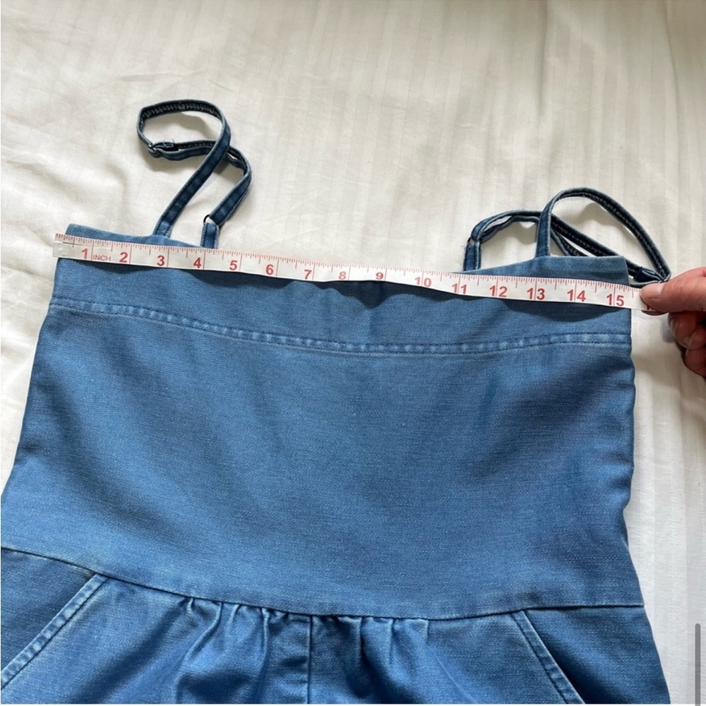 Caron Callahan Bethany Square Neck Sleeveless Denim Jumpsuit Blue LIKE NEW - Picture 9 of 16